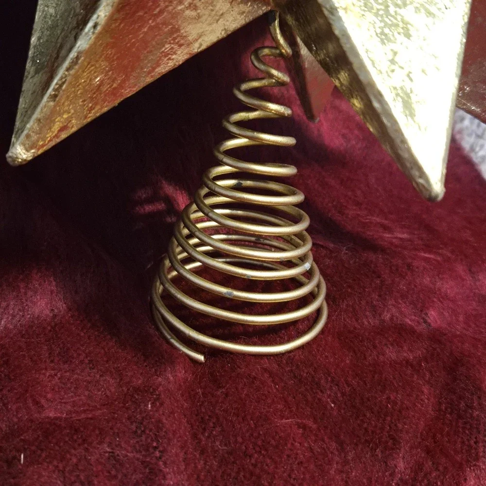 Vintage Gold Moravian Star Christmas Tree Topper Metal Spring 3D 9